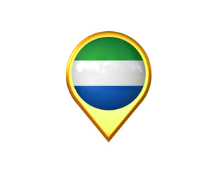 Sierra leone flag location marker icon. Isolated on white background. 3D illustration, 3D rendering