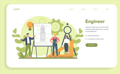 Engineering web banner or landing page. Technology and science.