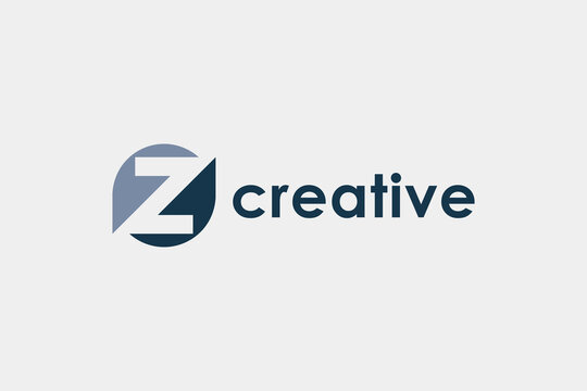 Abstract Initial Letter Z Logo. Blue Circle Shape Combination with Negative Space Letter inside. Usable for Business and Technology Logos. Flat Vector Logo Design Template Element.