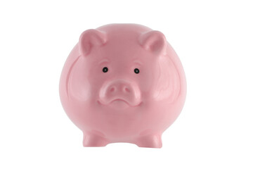 Pink piggy bank isolated on white with clipping path