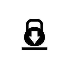 Weight Kilogram Barbell Pushes Down. Flat Vector Icon illustration. Simple black symbol on white background. Weight Kilogram Barbell Pushes Down sign design template for web and mobile UI element.