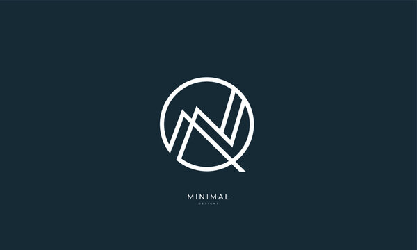 Alphabet letter icon logo QN or NQ