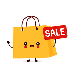 Cute happy funny shopping bag