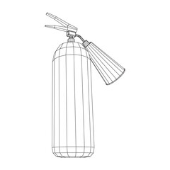 Fire extinguisher. Wireframe low poly mesh vector illustration.