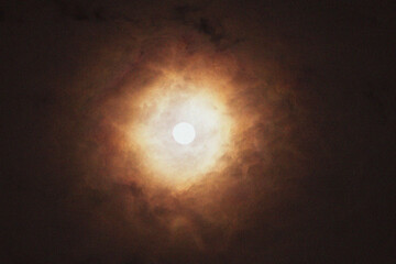 noise and gain dramatic Dark Night Full Moon on cloudy day. fancy dream feel