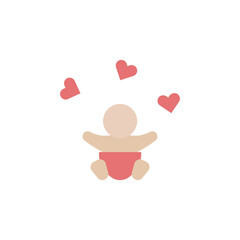 Baby, hearts icon. Simple color vector elements of Children's day icons for ui and ux, website or mobile application