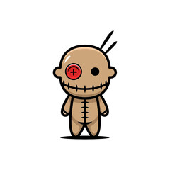 Cute voodoo doll Halloween costume design illustration