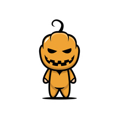 Pumpkinhead cute Halloween costume design illustration