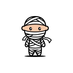 Cute mummy Halloween costume design illustration