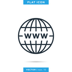 Globe Icon Vector Line Logo Design Template.