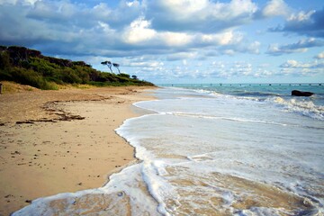 landscape of the White Beaches, sandy coast located in the municipality of Rosignano Marittimo in...