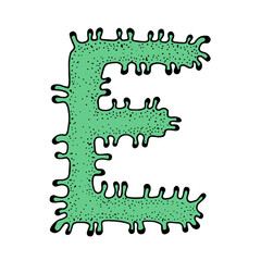 Letter E. Coronavirus font. vector quarantine alphabet. health and medical vector letters. vector illustration. Viral alphabet. Letters in the form of bacteria. They're going against a white