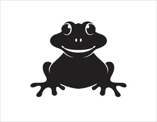 frog black silhouette white background isolated logo icon design vector illustration