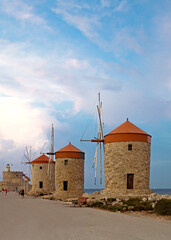 Three iconic lighthouses of Rhodes, Greece