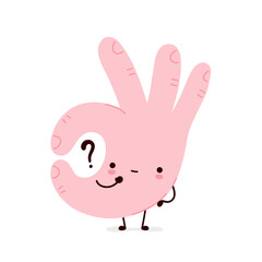 Cute funny okay gesture with question mark