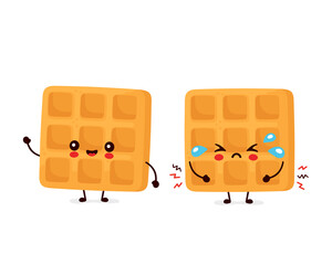 Cute happy and sad funny belgian waffle
