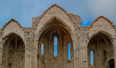Fototapeta na wymiar Basilica Ruins in Rhodes Old Town, Greece