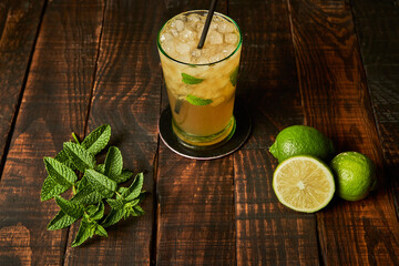 Mojito ready to drink at a bar. Concept of drink for summer.