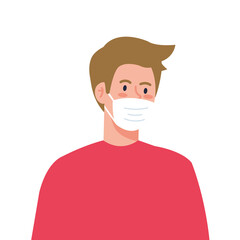 man avatar with mask design of Medical care and covid 19 virus theme Vector illustration