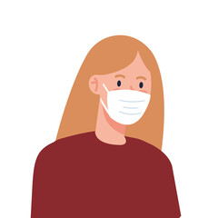 Woman avatar with mask design of Medical care and covid 19 virus theme Vector illustration