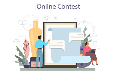 Fototapeta premium Screenwriter online service or platform set. Person create a screenplay