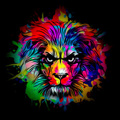 Lion head with creative abstract element on dark background © reznik_val