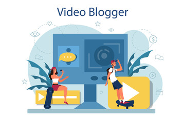 Video blogger concept illustration. Share content in the internet