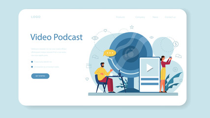 Video podcasting web banner or landing page. Share content
