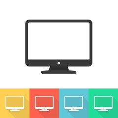 Desktop computer web icon. Colored set vector illustration