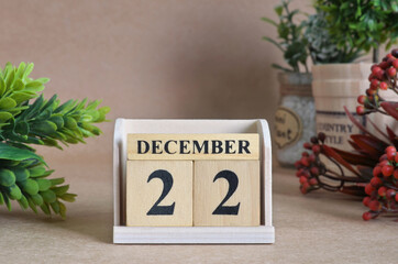 December 22, Vintage natural calendar.