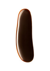 Number 1 made of chocolate syrup isolated on white background. Counting item written by liquid chocolate, top view