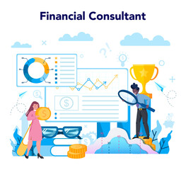 Financial analyst or consultant. Business character making financial