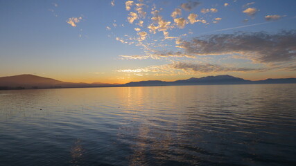 Fototapeta na wymiar Sunset over the Lake Beysehir