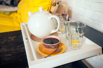 teapot and cup of tea