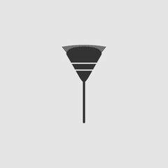 Garden rake icon flat.