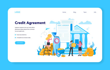 Loan manager, credit agreement web banner or landing page.