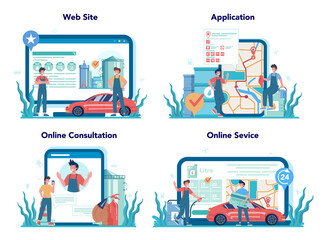 Gas station worker or refueler concept set. Worker in uniform working