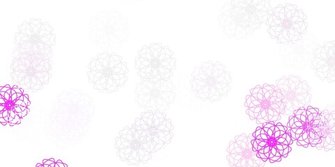 Fototapeta na wymiar Light purple, pink vector doodle template with flowers.
