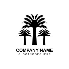 Obraz premium Palm tree summer logo template vector illustration