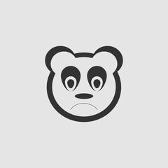 Sad panda icon flat.