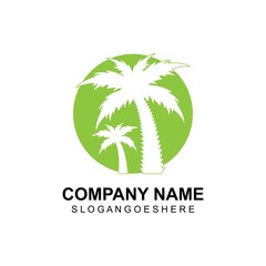 Obraz premium Palm tree summer logo template vector illustration