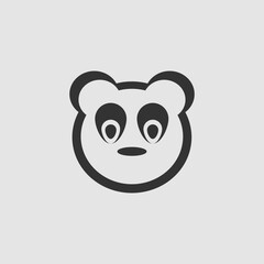 Baby panda face icon flat.