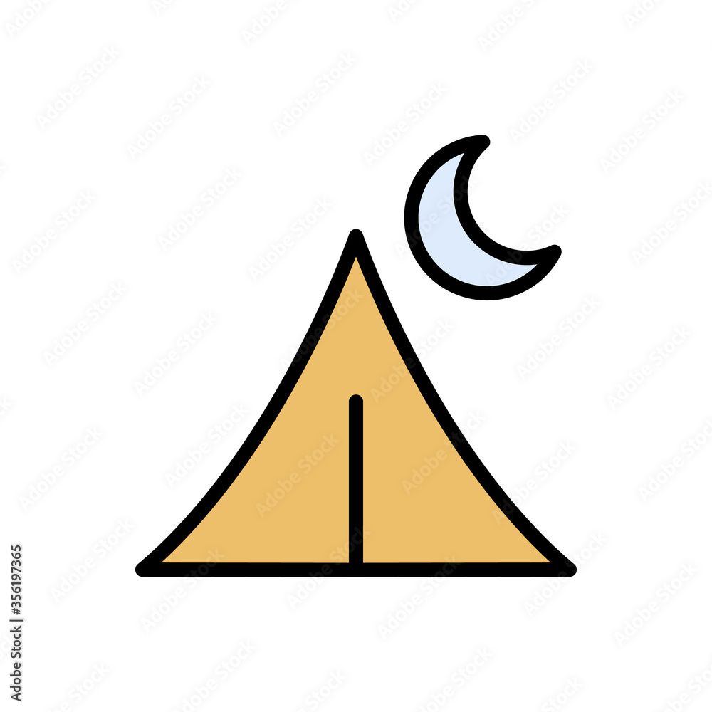 Poster tent, moon icon. simple color with outline vector elements of free time icons for ui and ux, website