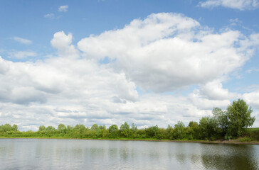 pond on a background of blue sky