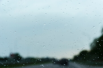 raindrops on a car windshield