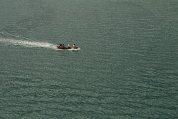 Fototapeta premium fishermen on a boat at sea