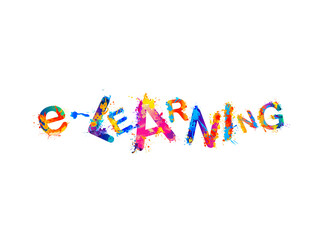 E-learning. Word of colorful splash paint vector letters