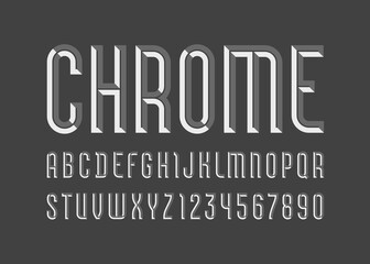 Gray alphabet from chiseled block, font with flat effect of metallic, beveled letters and numbers, vector illustration 10EPS for you design