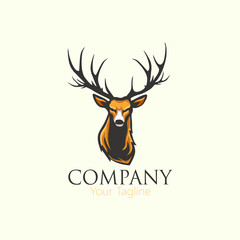 deer head wild animal hunt logo vector illustration	