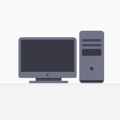 Desktop computer, case. Vector illustration